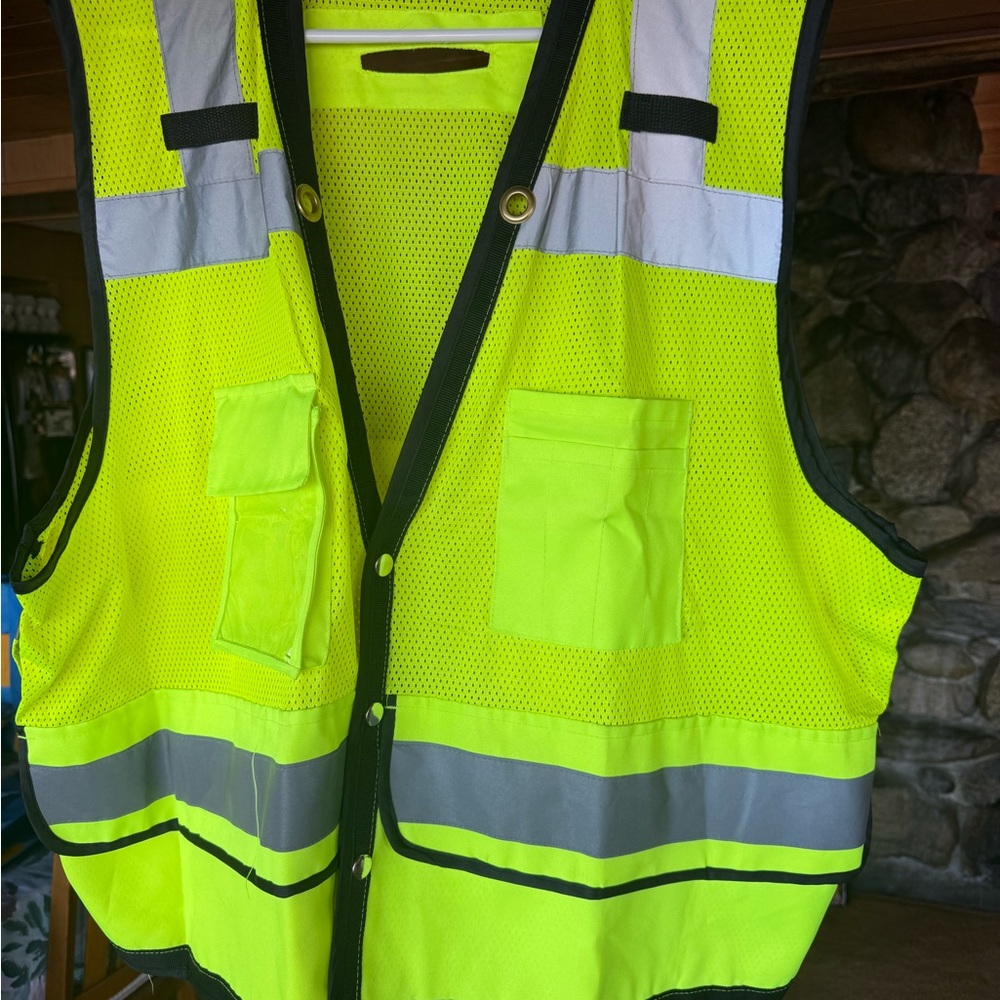 High-Visibility Safety Vest - Neon Yellow with Reflective Stripes